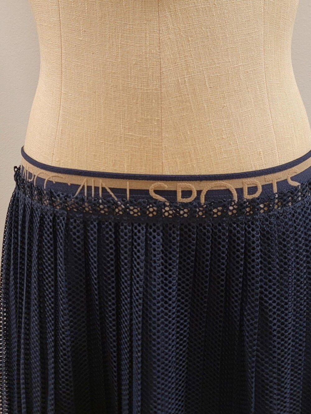 Marc Cain Navy Pleated Mesh Midi Skirt - Picture 3 of 7